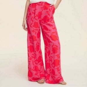 Kate Spade Target Classic Rose High-Rise Linen Trousers Pink/Red Small NEW